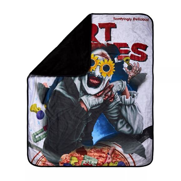 Terrifier 2 Art Crispies Throw Blanket Spirit Halloween Fleece Art The Clown NWT - Picture 2 of 6